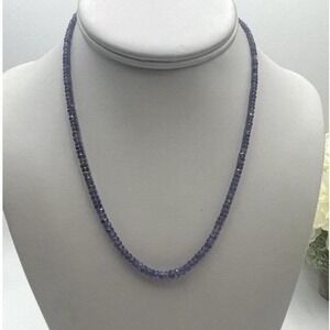 Natural Violet Tanzanite Faceted
Rondelle Bead Necklace 14K Gold‎ Lobster Clasp